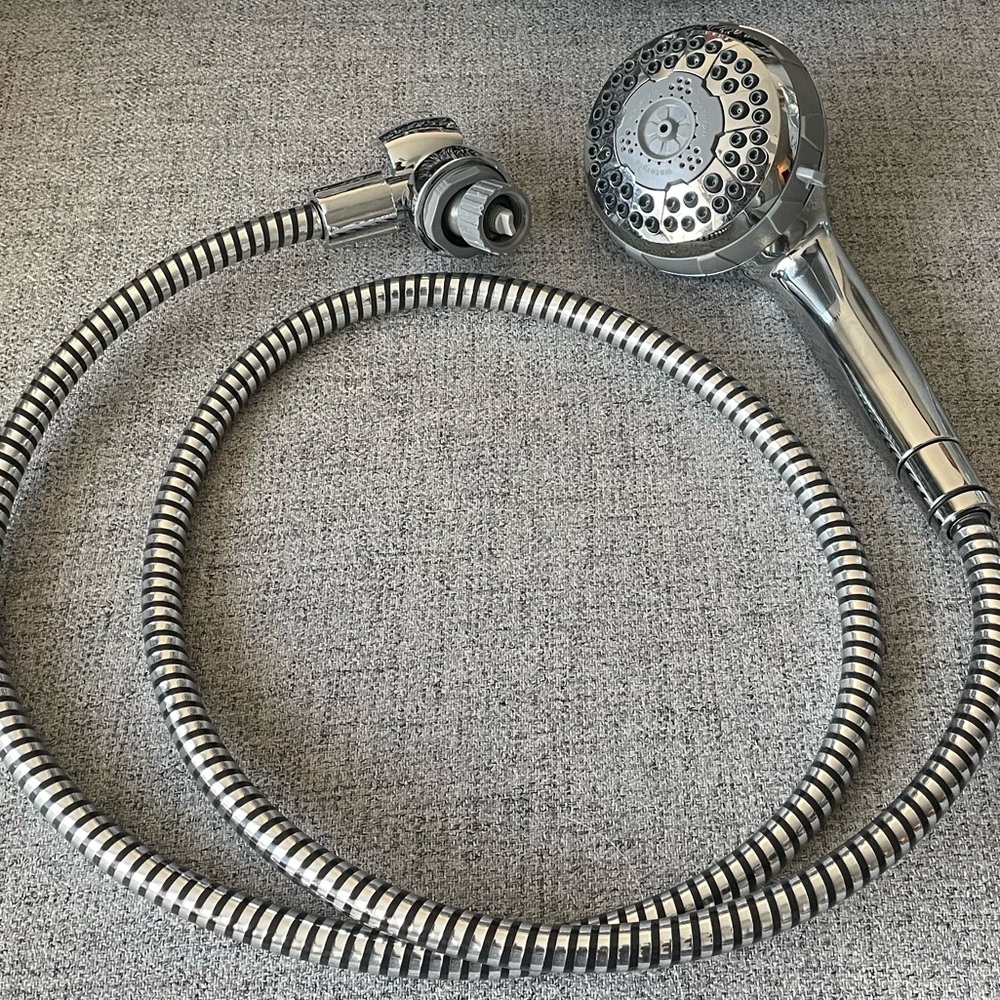 EUC Single Water Pik Hose PowerSpray Shower Head, Multiple Settings All Chrome